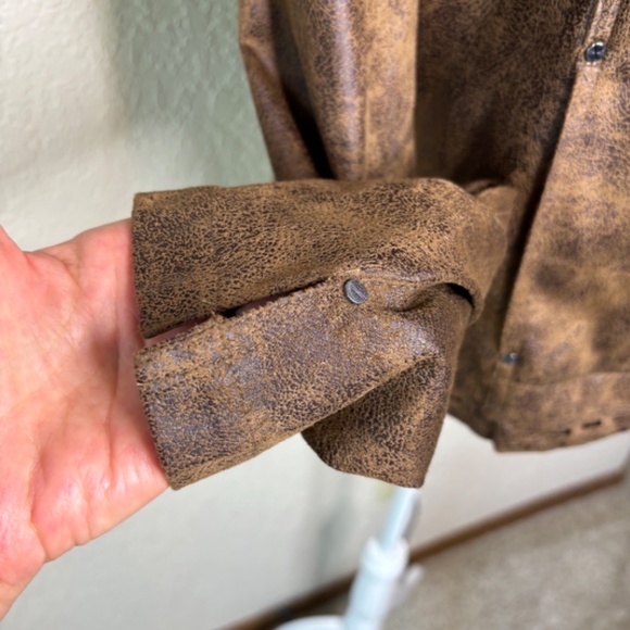 Lysse Austin Brown Faux Suede Open Front Moto Style Jacket Women's Size … - Picture 8 of 14